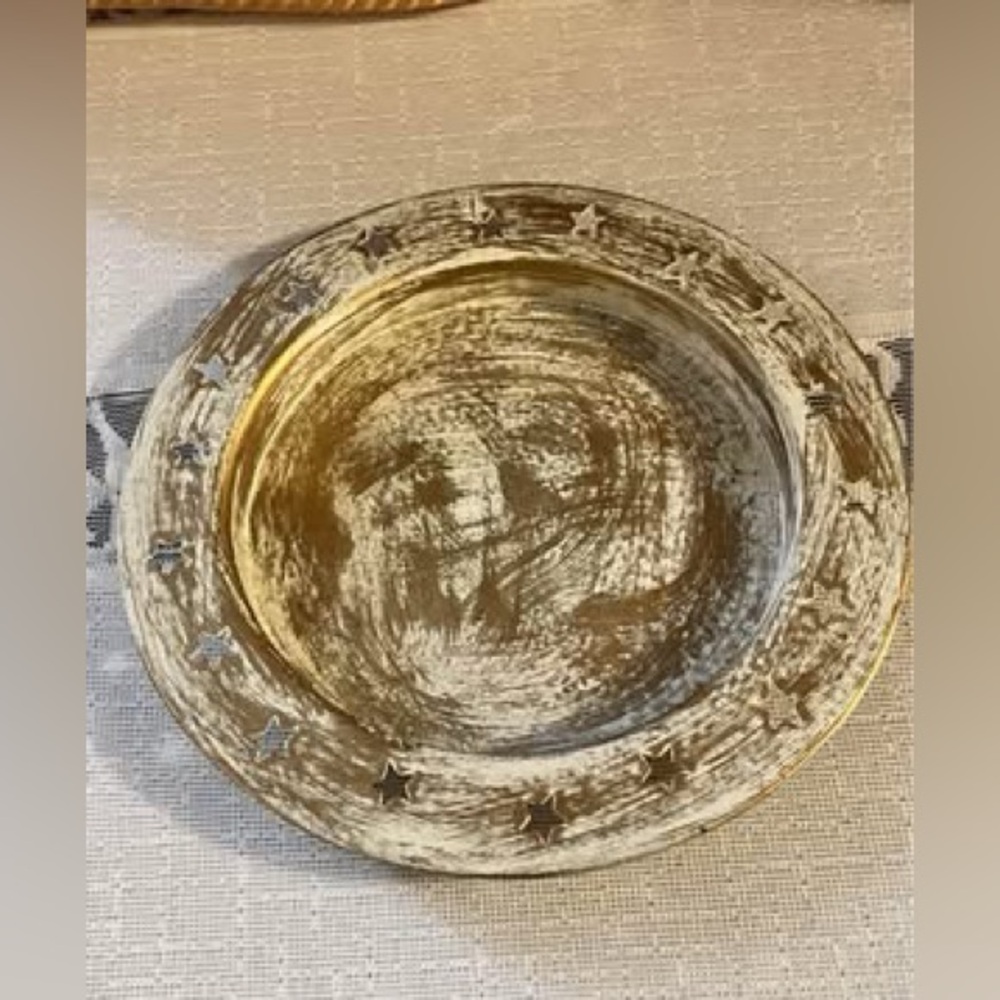 Gold and Silver Star Plate/Candle Holder